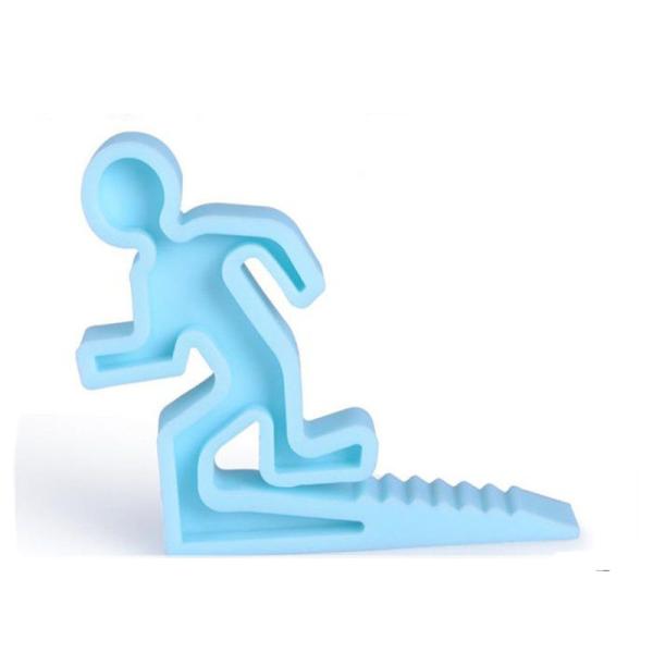 Funny Design Glass Door Stopper , Soft Plastic Man Glass Shower Door Holder PVC Blue Man Door Stopper