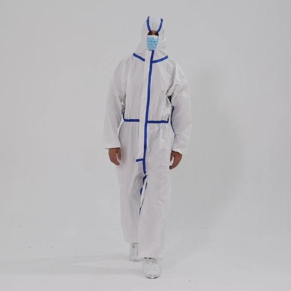 Disposable Coverall Heavy Duty and Breathable Non-Woven Unisex Full Sizes Hooded with Elastic Wrist and Ankles Type5/6 Coverall