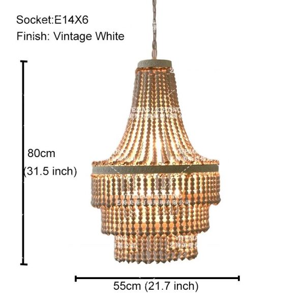Gold Chandelier Wooden Beaded Lighting Fixture Fringe Hanging Light Silas Chandelier (WH-AP-652)