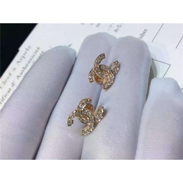  Logo Earrings in 18K Yellow Gold with Dropping Pearl Fashion Lady Jewelry Global Shipping