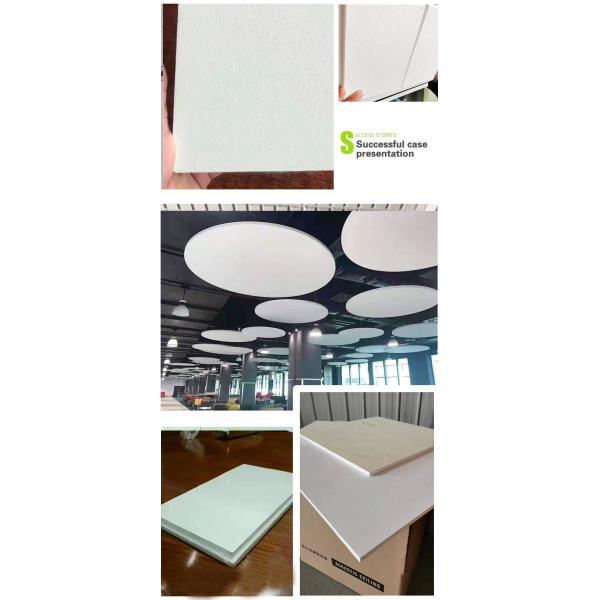 Класс А Огнеупорные акустические стеклянные потолочные плитки из шерсти квадратные края стекловолокно панели