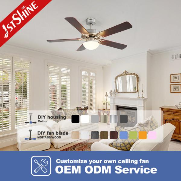 Smart Decorative Ceiling Fan With Light 2*E27 Brushed Nickel MDF Blade Remote Control