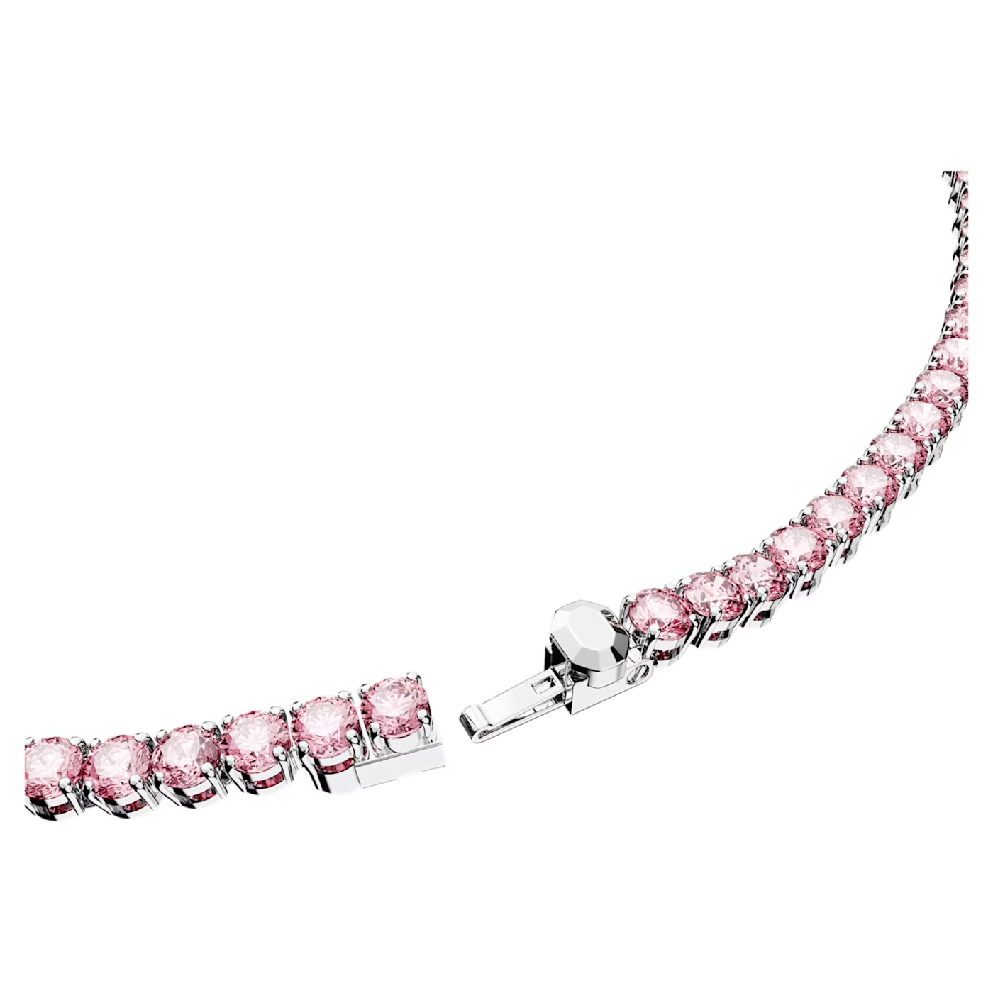 Matrix Tennis Necklace Round Cut Small Pink White Yellow Gold-tone Plated