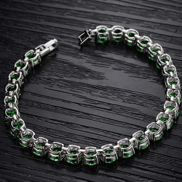 Princess Green Cubic Zironia Tennis Bracelet Charm Women Wedding Jewelry (JKS408GREEN)