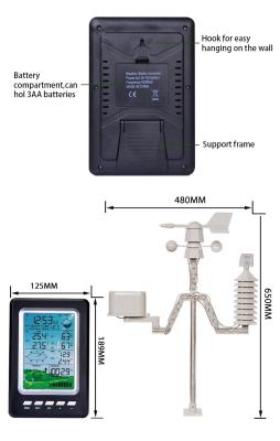 Sensor de temperatura e umidade sem fio para vendas agrícolas chuva Velocidade do vento Previsão do tempo