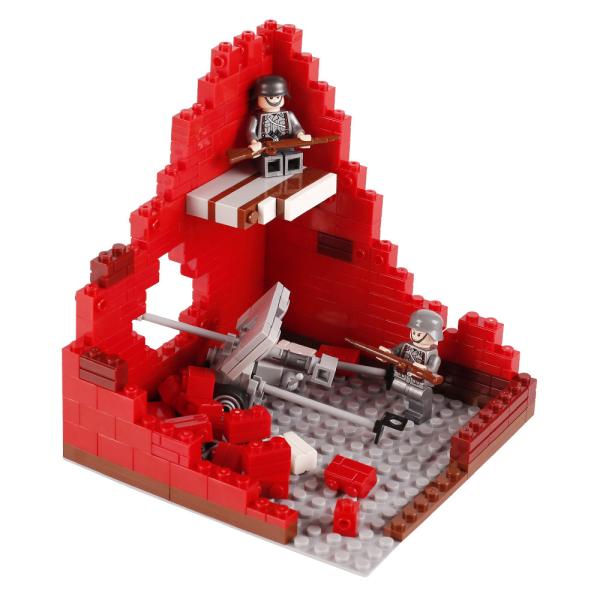 Military accessories series weapon cannon German soldier mini figure ww2 ruin building block