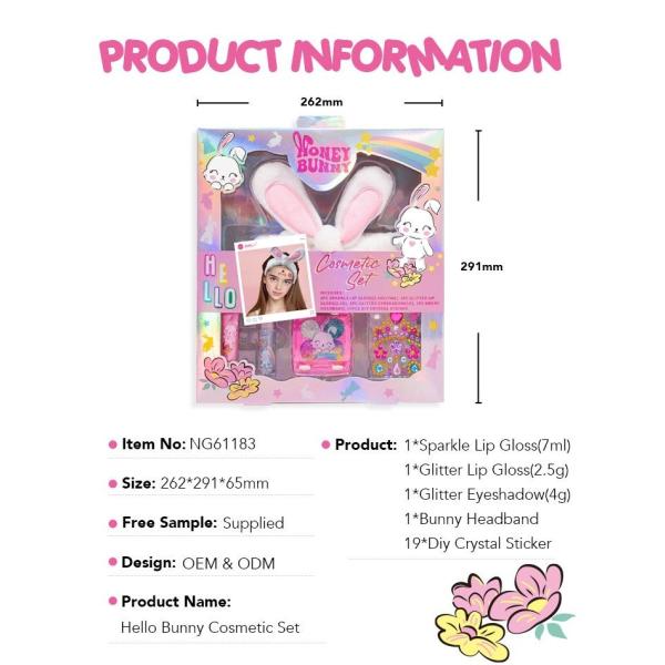 Kids Makeup Kit With Cute Bunny Headband