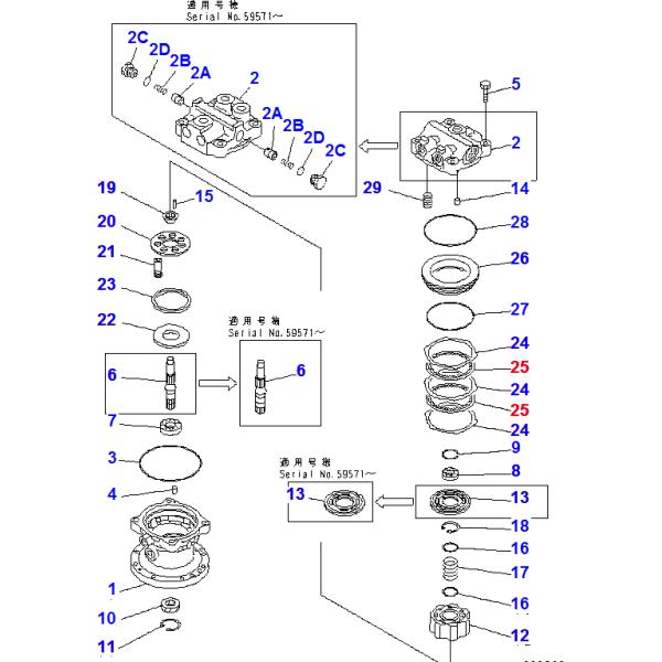 PC60-7 Komatsu Excavator Parts For KMF41 Rotary Pump 708-7T-00240