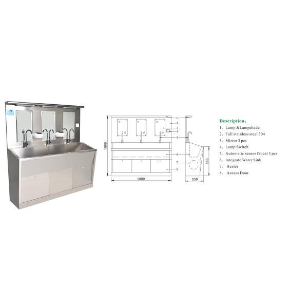 Stainless Steel Hospital Hand Washing Sink medical hand wash sink