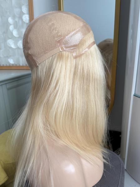 Perruques personnalisées brun moyen pour femmes, perruque avant en dentelle blonde densité 130%
