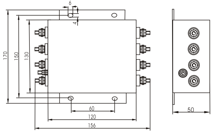 3 Фаза 4 Провод высокого тока EMI фильтр AC 380VAC/440VAC DAC44 100A 125A 150A