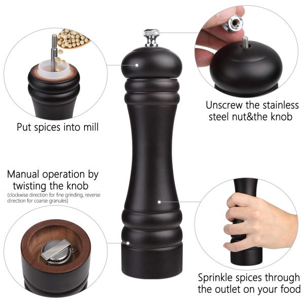 Manual Ceramic Core Pepper Spice Grinder Dutch Wood Kitchen Tools in Filled Pepper Grinder