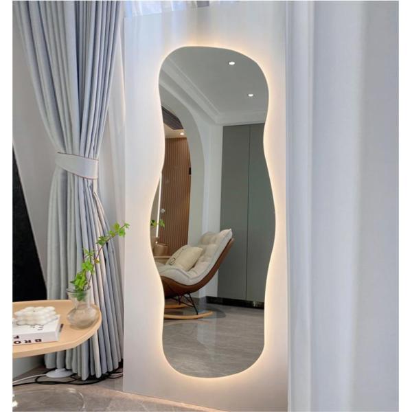 Asymmetrical Backlit Tall Lighted Mirror Floor Length Custom