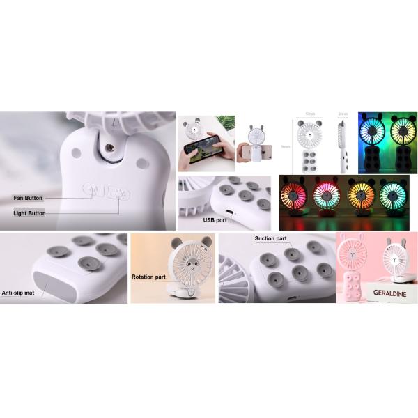 Night Lighting 800mAh Suction Electric Fan DC5V USB