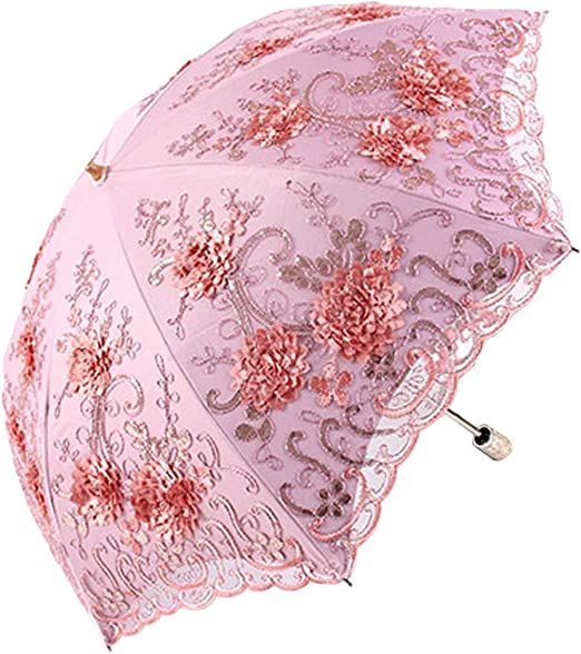 190T Pongee Fabric Umbrella Fully-automatic Battenburg Lace for Vintage 3D Performance