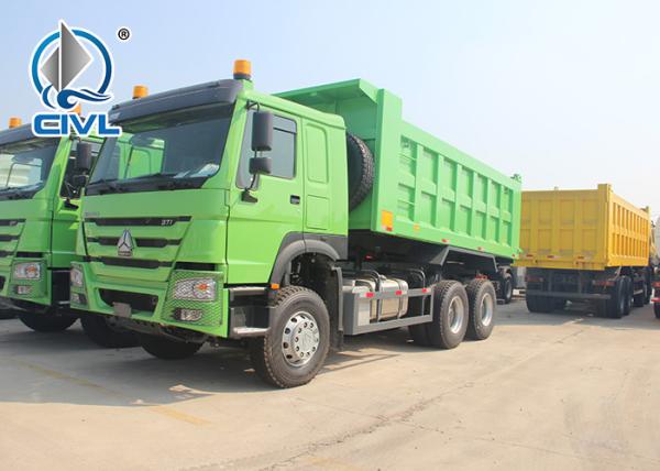 Sinotruk Howo Dump Truck 6x4 371 HP 10 Wheels With LHD 50 Tons 20 - 30 CBM Bucket  Tipper Truck green color