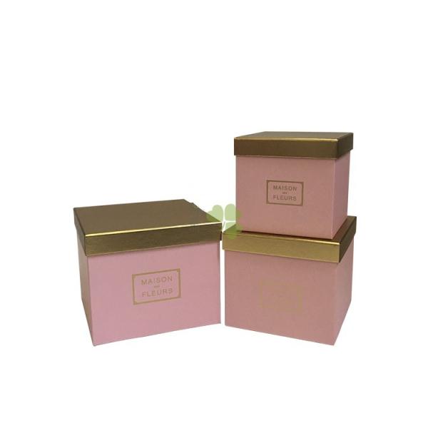 Rigid Cardboard Hamper Floral Boxes Custom Logo Gold Foil Stamping For Rose Packaging