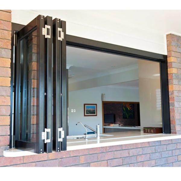 Janela dobrável de cozinha de impacto de furacão com design bifold de vidro duplo de alumínio