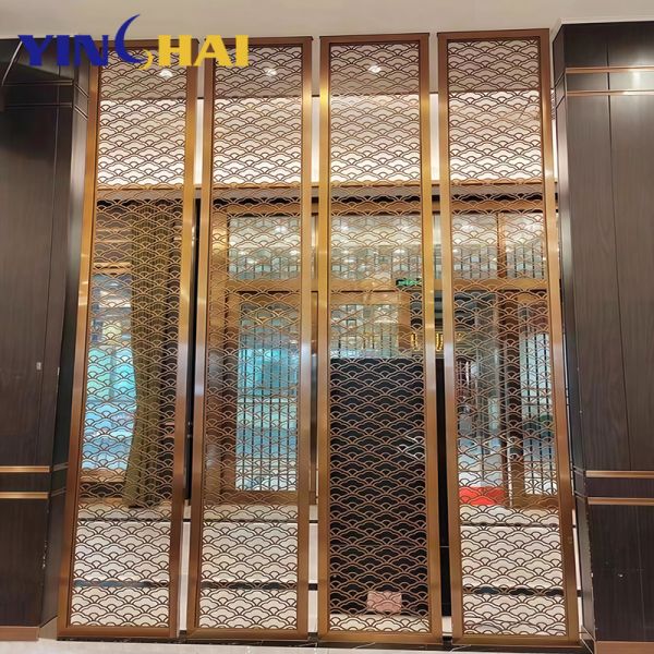 Hotel Room Stainless Steel Screen Partition Multifunctional Gold Metal Room Divider