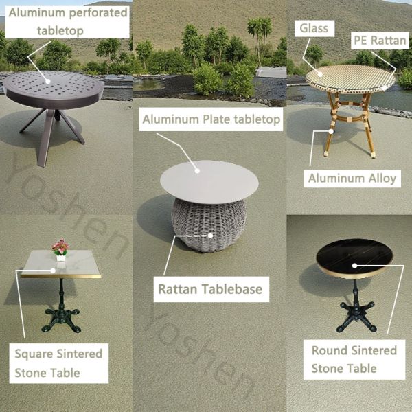 31inch Solid Rectangular  All-Weather Aluminum Outdoor Table with Geometric Leg Design for Hotel Resort
