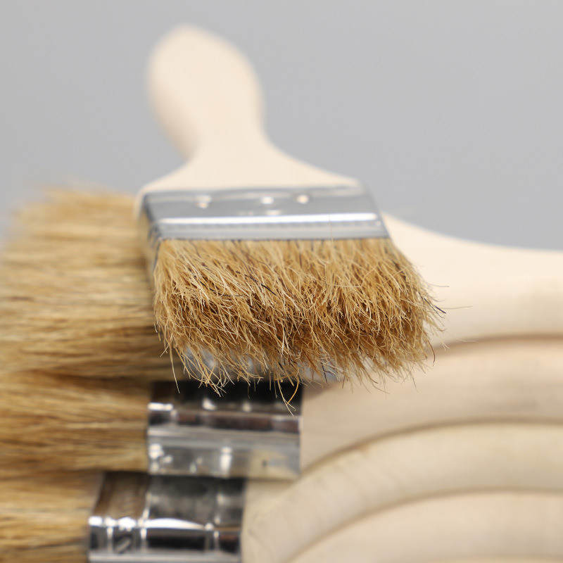 Flexographic Printing Paint Brush with Wooden Handle and Various Color Bristle Head