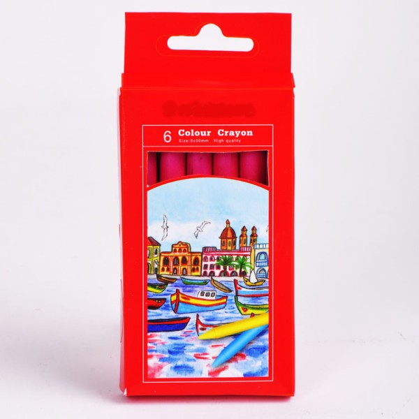 6pcs hot sale pastel non toxic crayons set with color box package