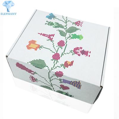 O bloco liso imprimindo feito sob encomenda da extremidade da elevação cortou caixas onduladas de dobramento do encarregado do envio da correspondência da flor branca de 3 dobras