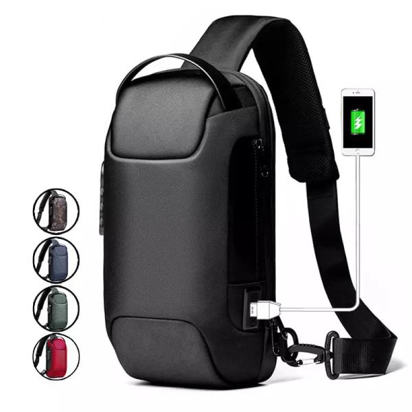 Anti Theft Crossbody Sling Bag Cross Shoulder Sling Bag USB Men Chest Bag