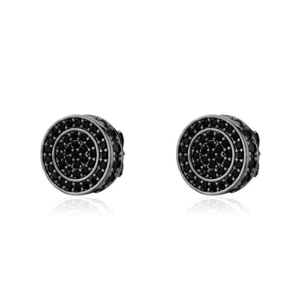 Black Zirconium Copper Earrings  Round Diamond Earrings 3.5g