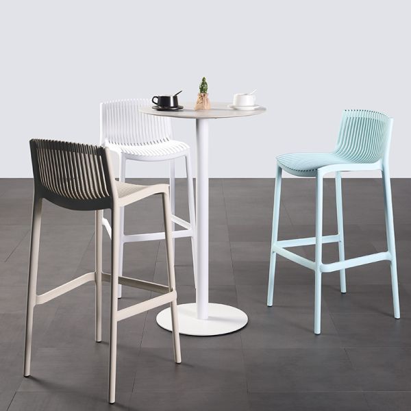 Modern Design Stackable Lightweight Restaurant Chairs Counter Height Backrest Chair PP Bar Stools for Balcony Backyard Outdoor