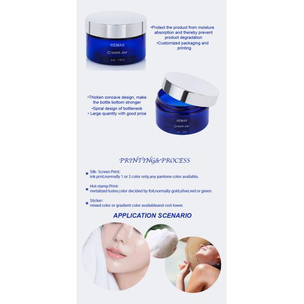 120g Blue PP Smooth Bottle With Sivir Lid For Cream Jar