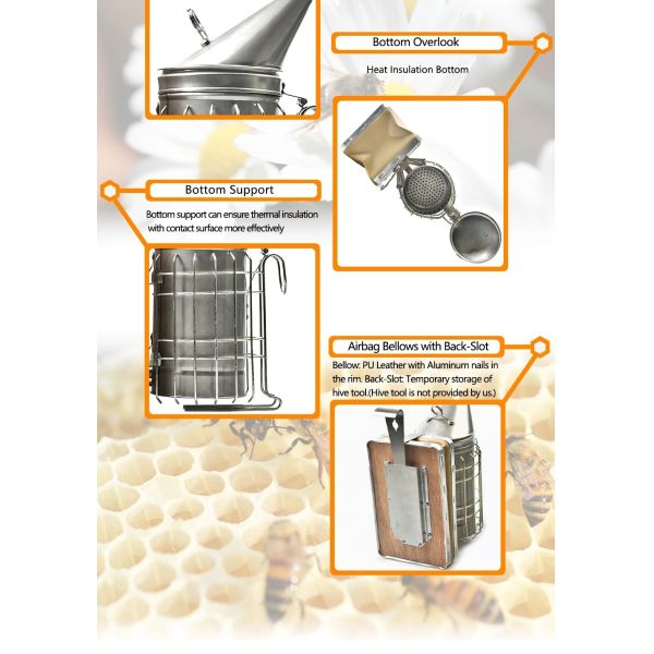 SS American Style Bee Smoker with Good Quality for Safe Beekeeping