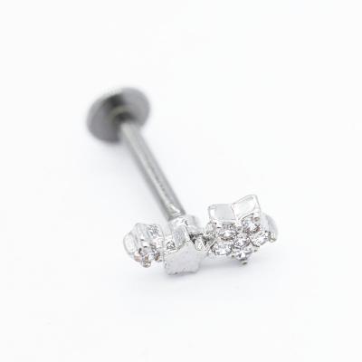 Joia vertical 1.2x8mm de aço inoxidável da perfuração de Threadless Labret da estrela