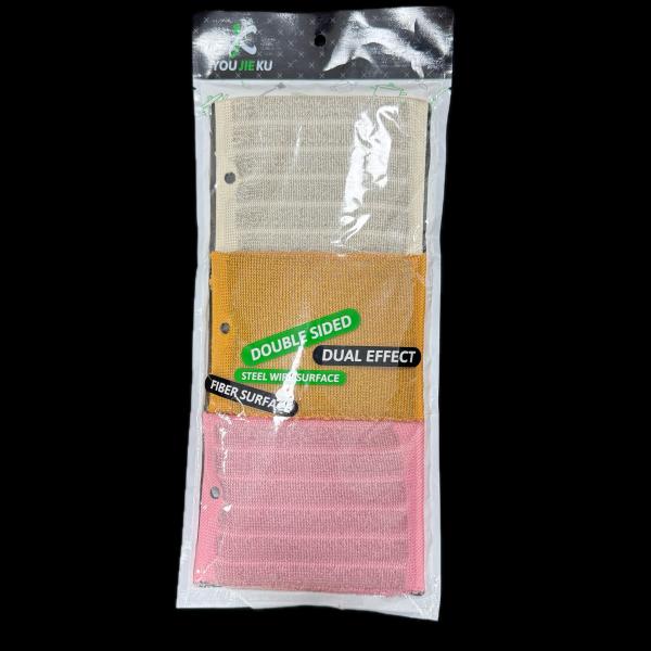 Double-Sided Kitchen Scrubber with Steel Wool & Bamboo Fiber – Antibacterial & Oil-Repellent