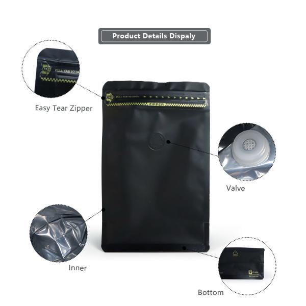 Factory Direct Sales Good Quality Beans With Valve Bulk Coffee Stand up Pouches Bags Plastic Packaging Custom Coffee Bags