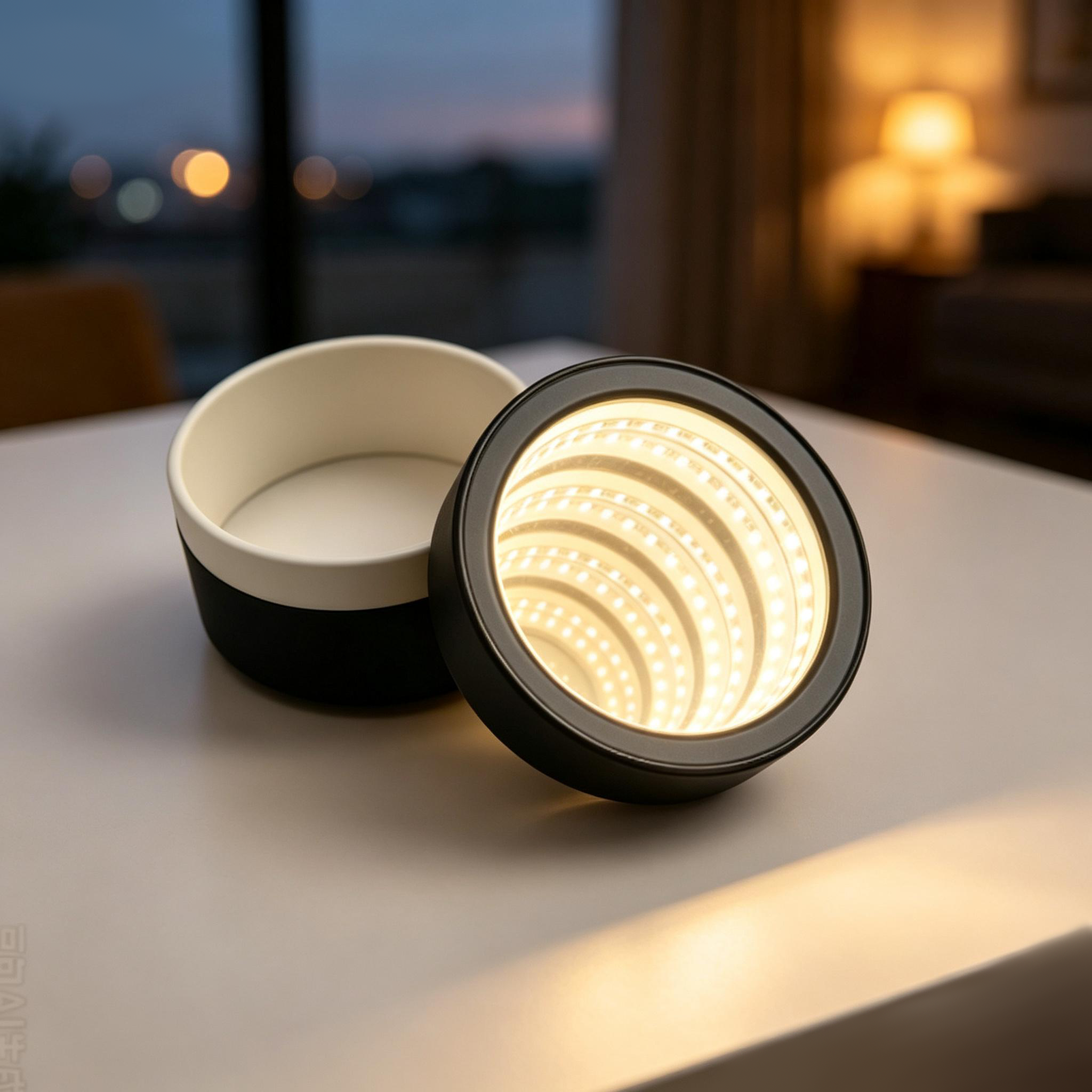 Round Infinity Mirror Light Gift Ornament Custom For Holiday Souvenirs Gifts