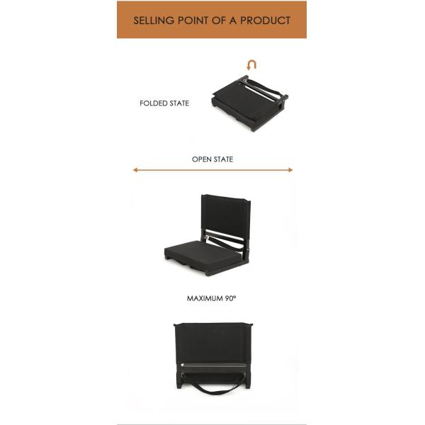 Blue Steel Pipe Portable Folding Stadium Chair Backpack Stadium Seat Cushion