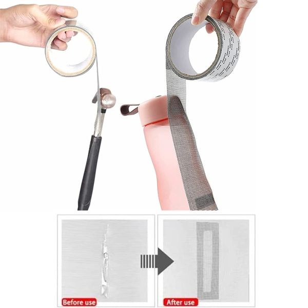Waterproof Acrylic Window Net Mosquito Net with Hot Melt Adhesive Single Sided 5cm Width for Repairing Torn Screens Masking