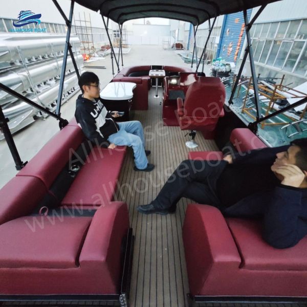 90-250 Hp Fiberglass Pontoon Boat with LED Navigation Lights and Optional Stereo System