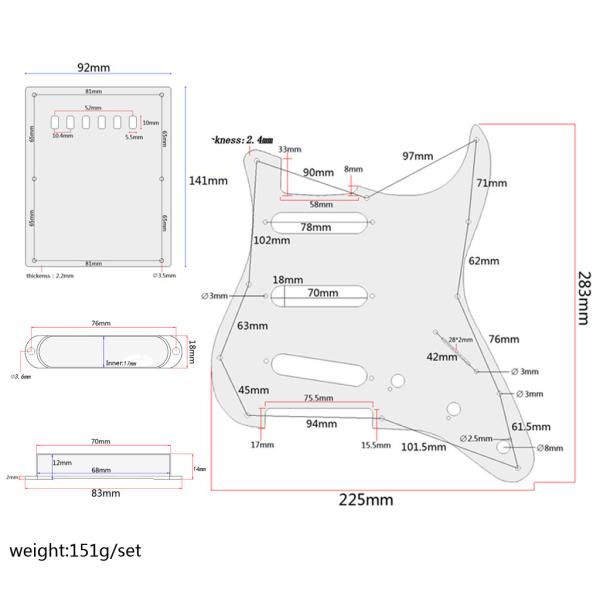 Lady Pattern 3-Ply Standard SSS Electric Guitar Pickguard Set With Screw Back Plate Scratch Plate ST Электрические гитары