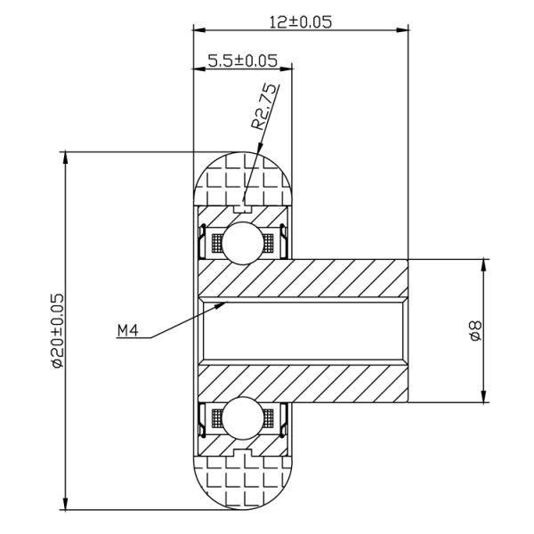 POM Home Sliding Barn Door Wheels M4x20x5.5mm Grease Lubrication