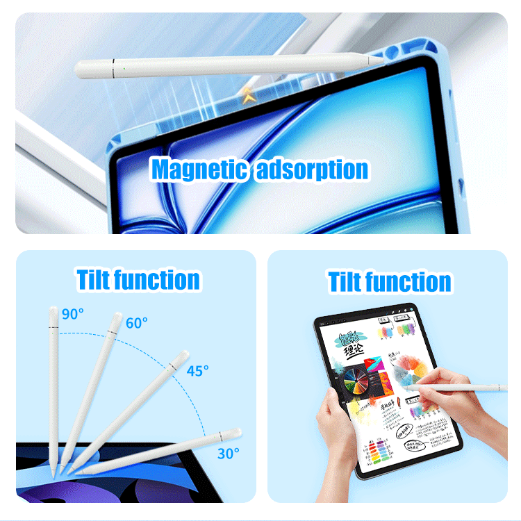 Stylus Pen for iPad with Bluetooth, Magnetic Charging, Tilt Sensitivity, Palm Rejection for Tablets