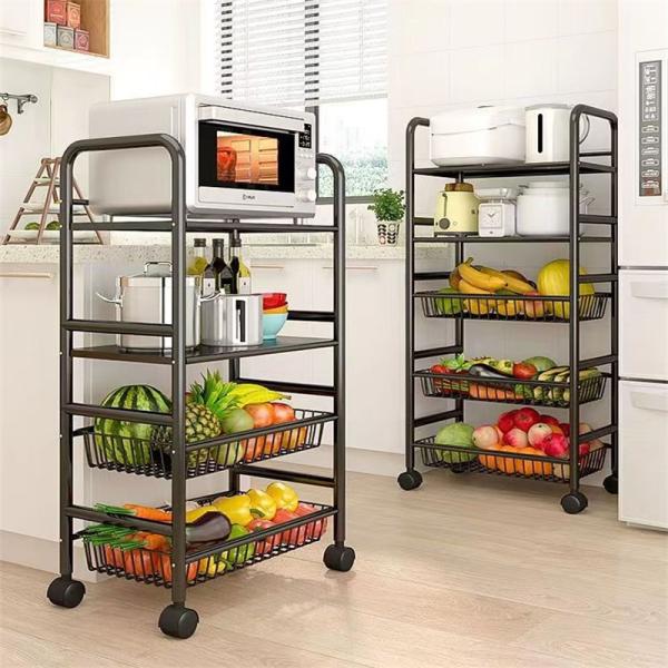 5 Tier Non-folding Rack Kitchen Storage Organizer with Stable Rotating Rolling Design