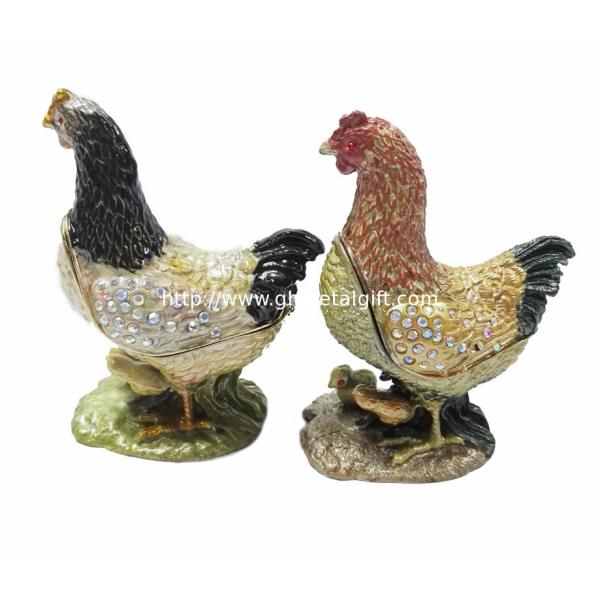 Unique hen jewelry box metal jewelry trinket box hen jewelry box