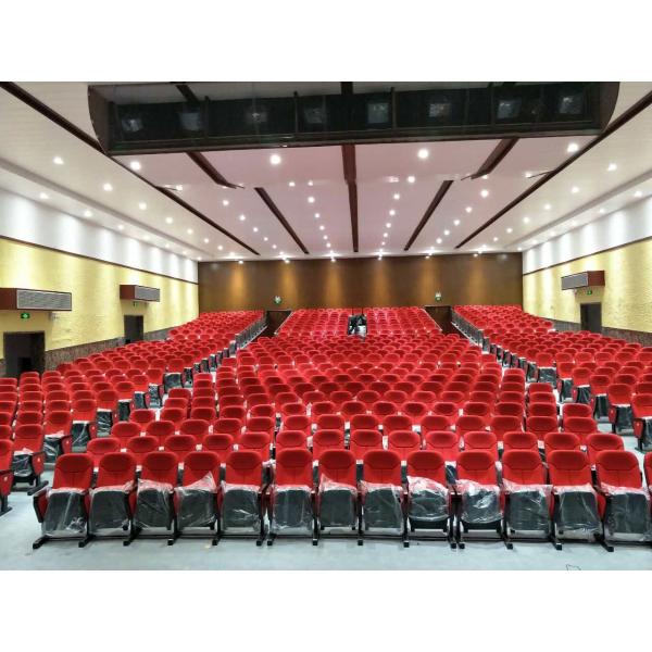 High - End Faux Leather PP Panel Movable Arm Cinema Theater Seats Reclined Back Customized