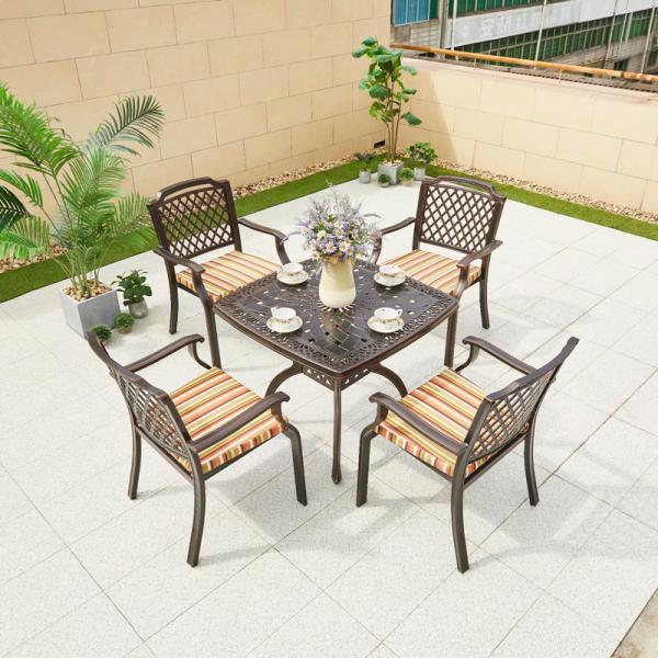 Balcony Furniture Small Round Table Cast Aluminum Coffee Table Set for Outdoor Leisure