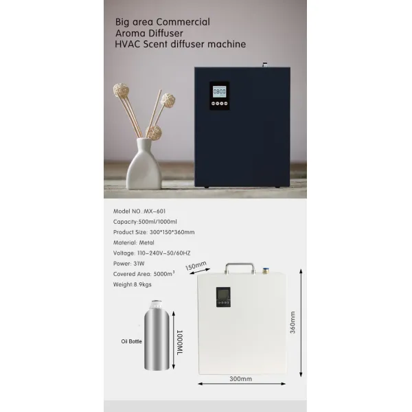 1000ml Capacity 220V Voltage 5000m³ Coverage HVAC Scent Machine Commercial Fragrance Diffuser