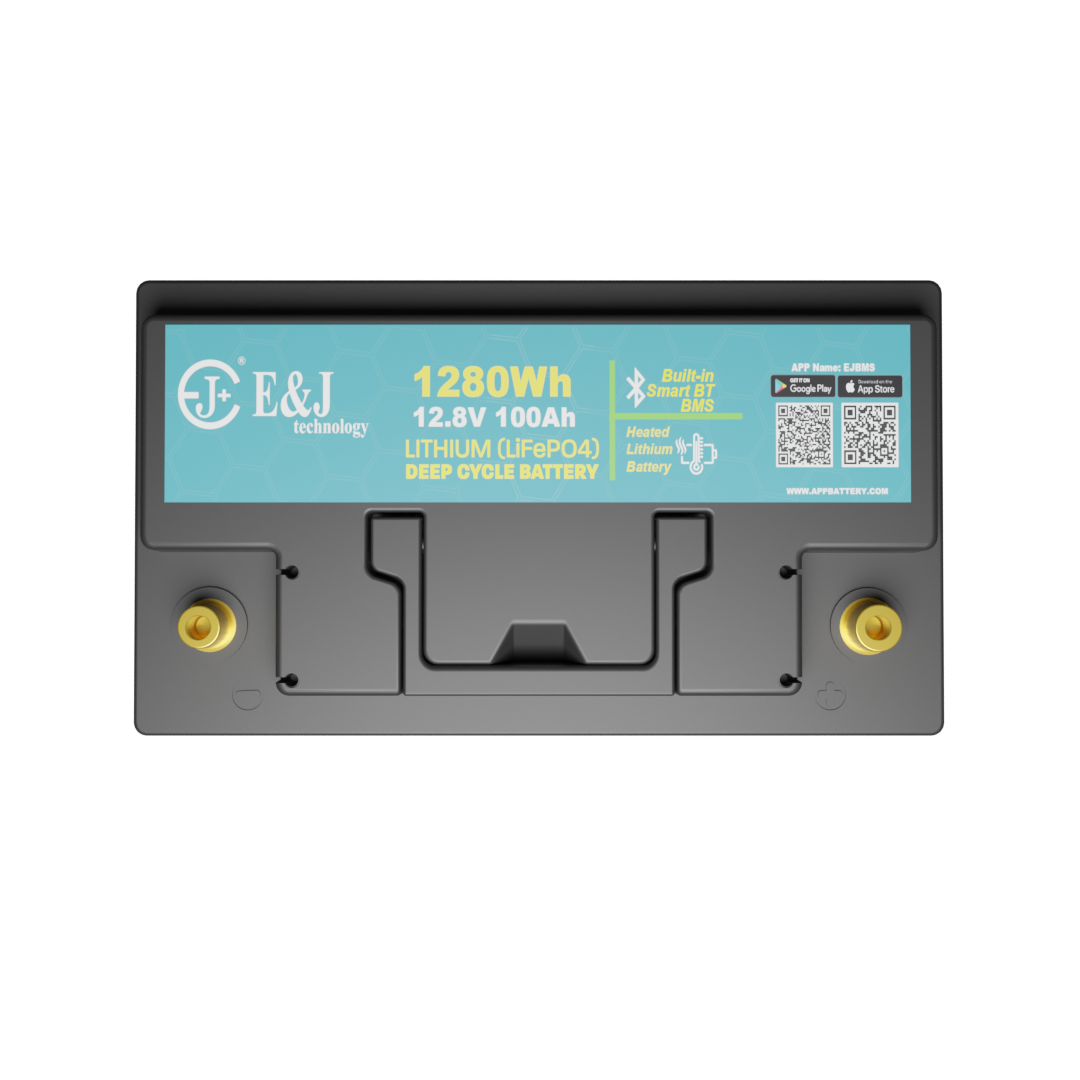 Self Heating Din80 Type H7 Size Bluetooths Lithium Ion Battery 12V 100Ah LiFePO4 Pack For Low Temperature Application