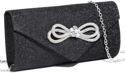 WOMEN EVENING HANDBAG SHINY CRYSTAL BOW FLAP CLUTCH PURSE FOR WOMEN WEDDING PARTY PROM PURSE