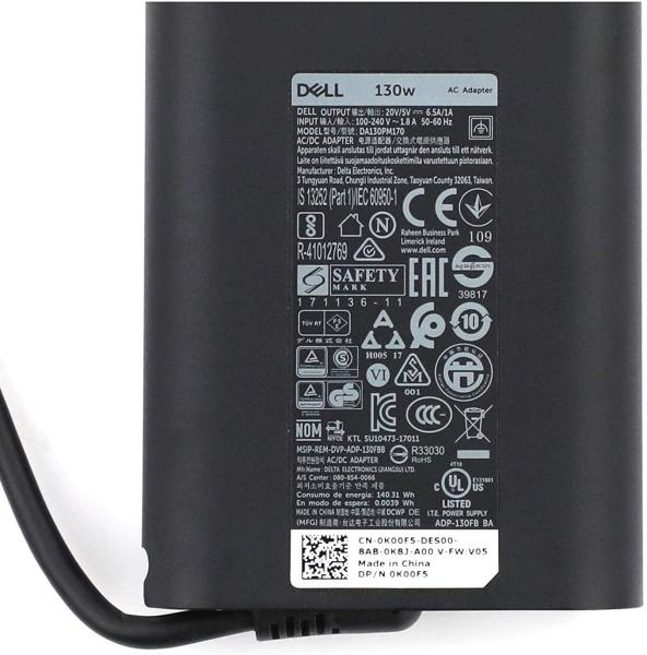20V 6.5A 130W Dell Laptop USB C Charger For DELL XPS 15 9575 2 In 1